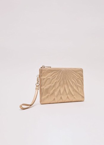 Phase Eight Gold Leather Crossover Stitch Bags Gold USA | 0319586-TV